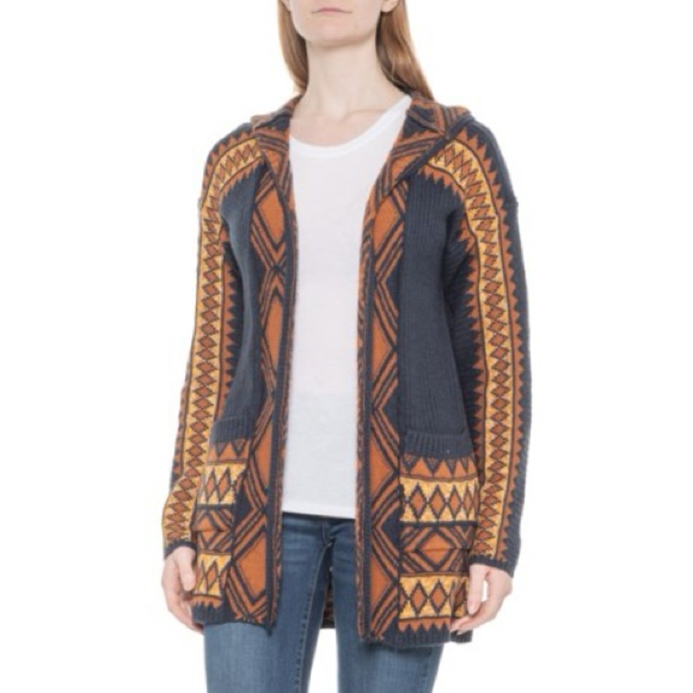 Lucky Brand Tribal Hooded Cardigan Sweater NWT Large